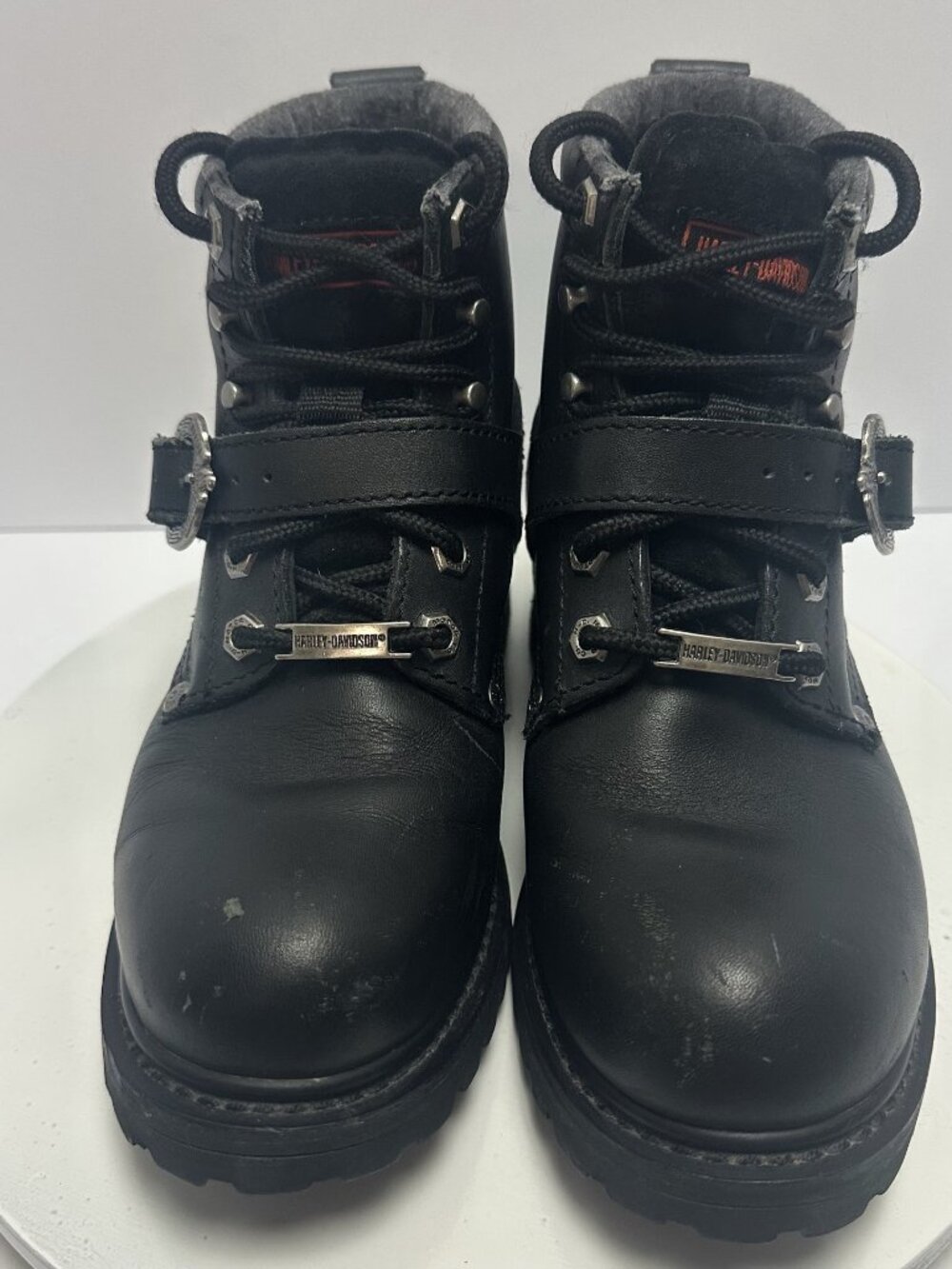 Harley Davidson Women's Black Leather Biker Boots Size 6 Motorcycle
